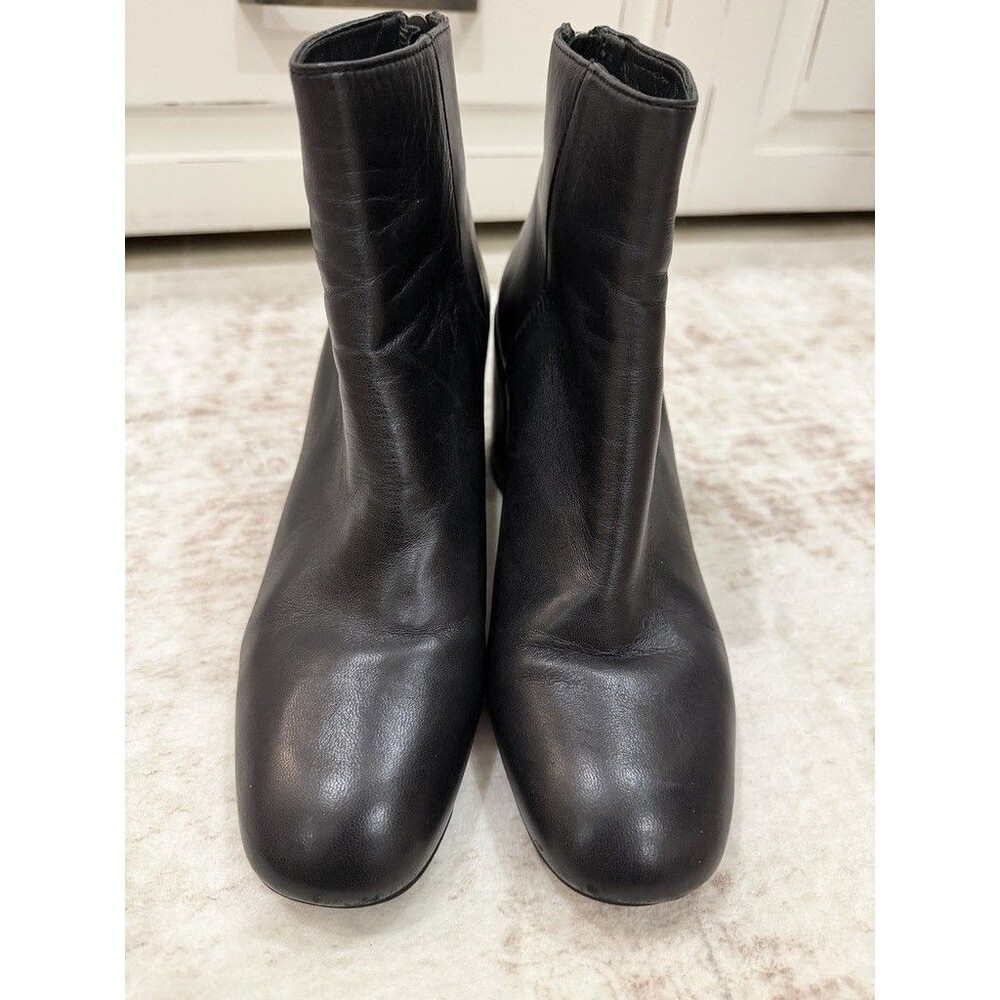 Stuart Weitzman Black Leather Block Heel Ankle Booties Sz 7.5M